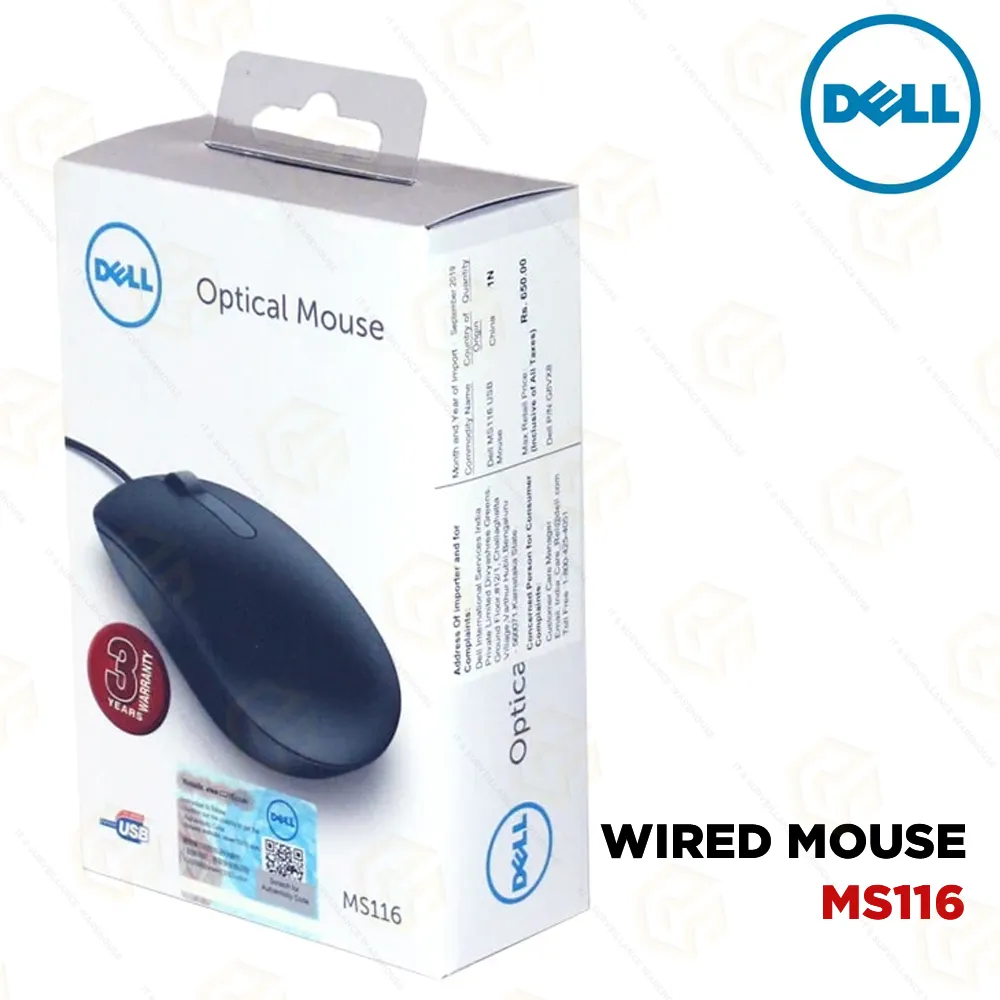 DELL USB MOUSE MS116 (3YEAR)