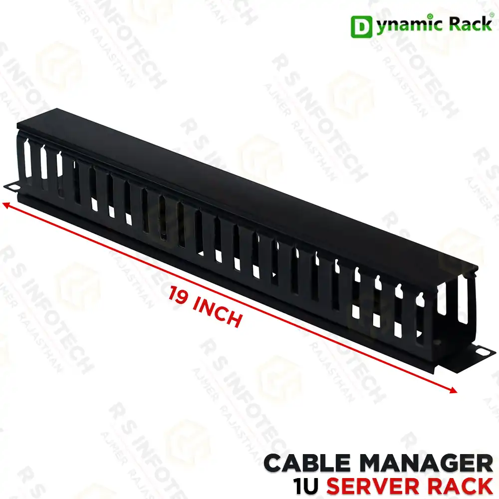 DYNAMIC 1U 19 INCH PVC & METAL CABLE MANAGER | RACK MOUNT | 22 SLOT ORGANIZER
