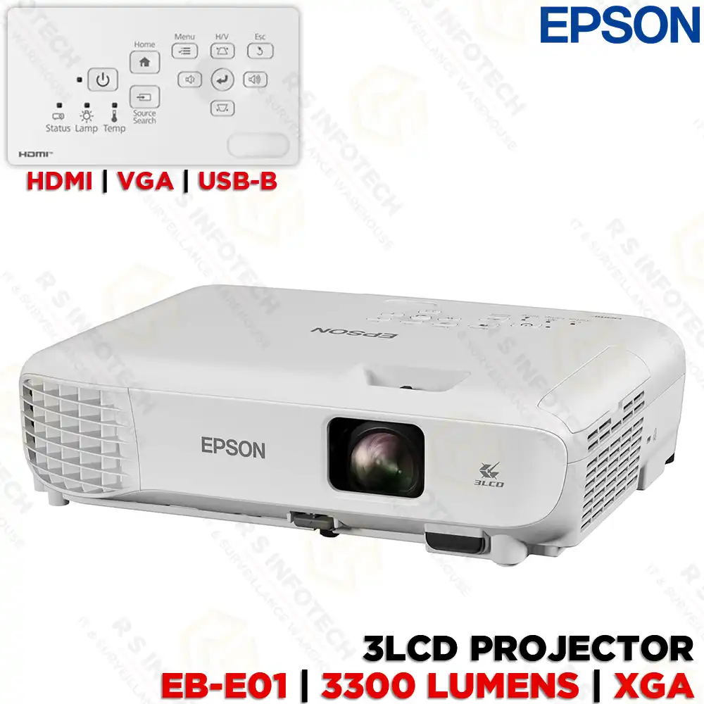 EPSON EB-E01 XGA PROJECTOR WITH 3LCD TECHNOLOGY | 3300 LUMENS