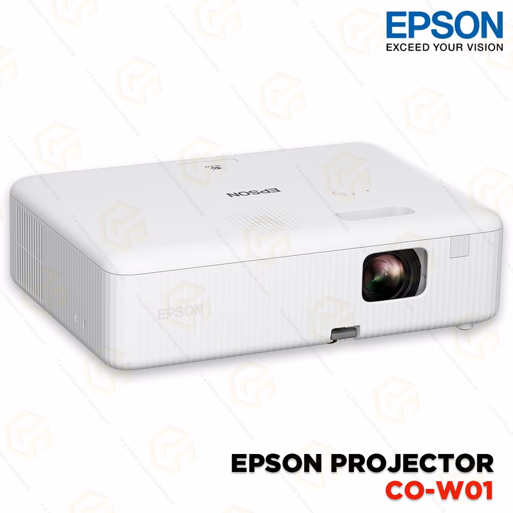 EPSON CO-W01 WXGA VIDEO PROJECTOR | 3LCD TECHNOLOGY, 3000 LUMENS, BUILT-IN SPEAKER