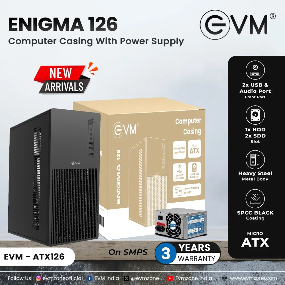 EVM CABINET WITH SMPS ENIGMA MICRO ATX 126