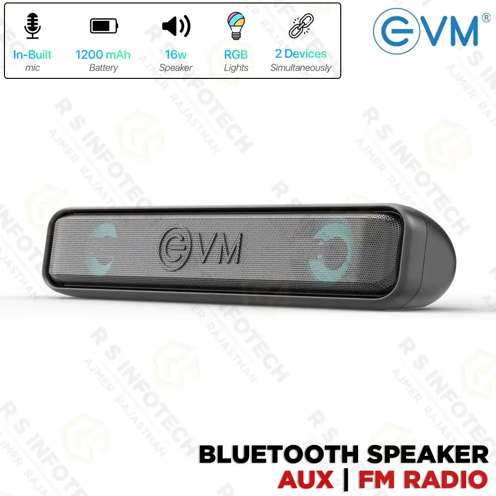EVM ENBAR PLUS BTS-105 BLUETOOTH SPEAKER | 16W OUTPUT | FM | USB | 1200MAH BATTERY (1 YEAR)