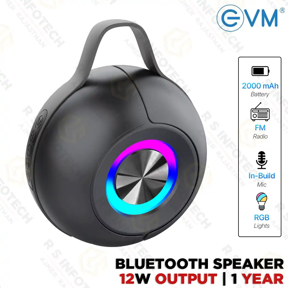 EVM ENLUMINA BTS-201 BLUETOOTH SPEAKER | 12W STEREO | RGB LIGHTS | 2000MAH BATTERY (1 YEAR)
