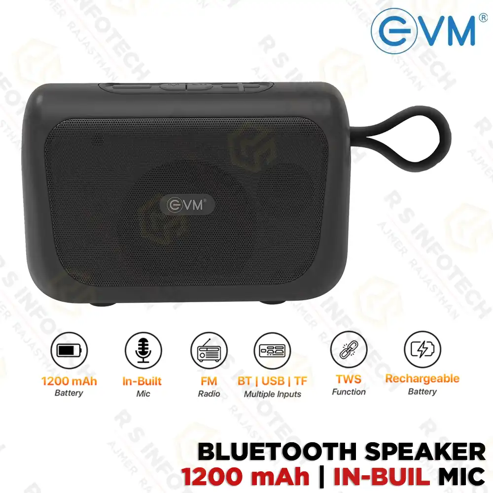 EVM ENVOX BTS-203 BLUETOOTH SPEAKER | 8W OUTPUT | 1200MAH BATTERY | USB & TYPE-C (1 YEAR)