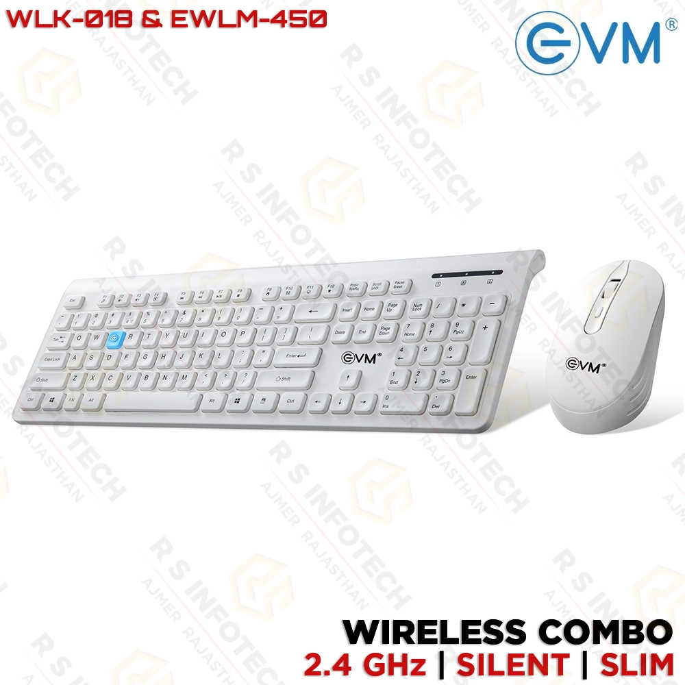 EVM EWLM-450 / WLK-018 WIRELESS KEYBOARD MOUSE COMBO | WHITE