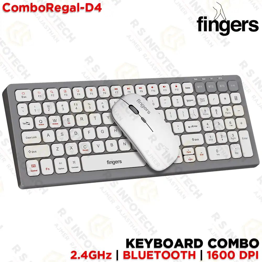 FINGERS COMBOREGAL-D4 WIRELESS KEYBOARD & MOUSE COMBO | WHITE