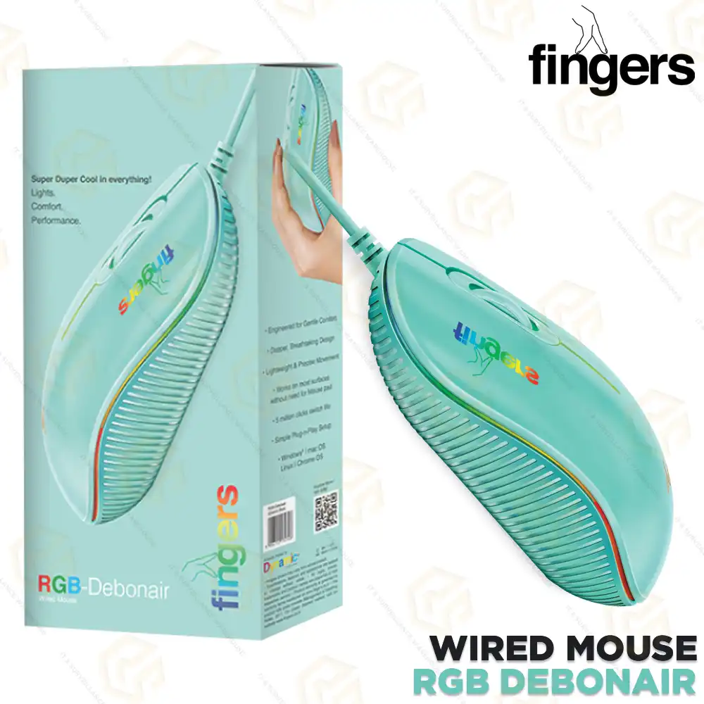 FINGERS RGB-DEBONAIR BLUSH BLUE WIRED MOUSE