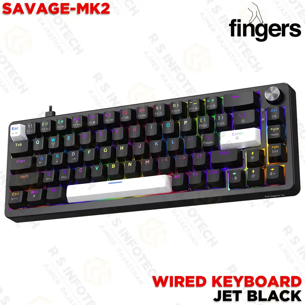 FINGERS SAVAGE-MK2 HIGH PERFORMANCE WIRED MECHANICAL GAMING KEYBOARD | JET BLACK