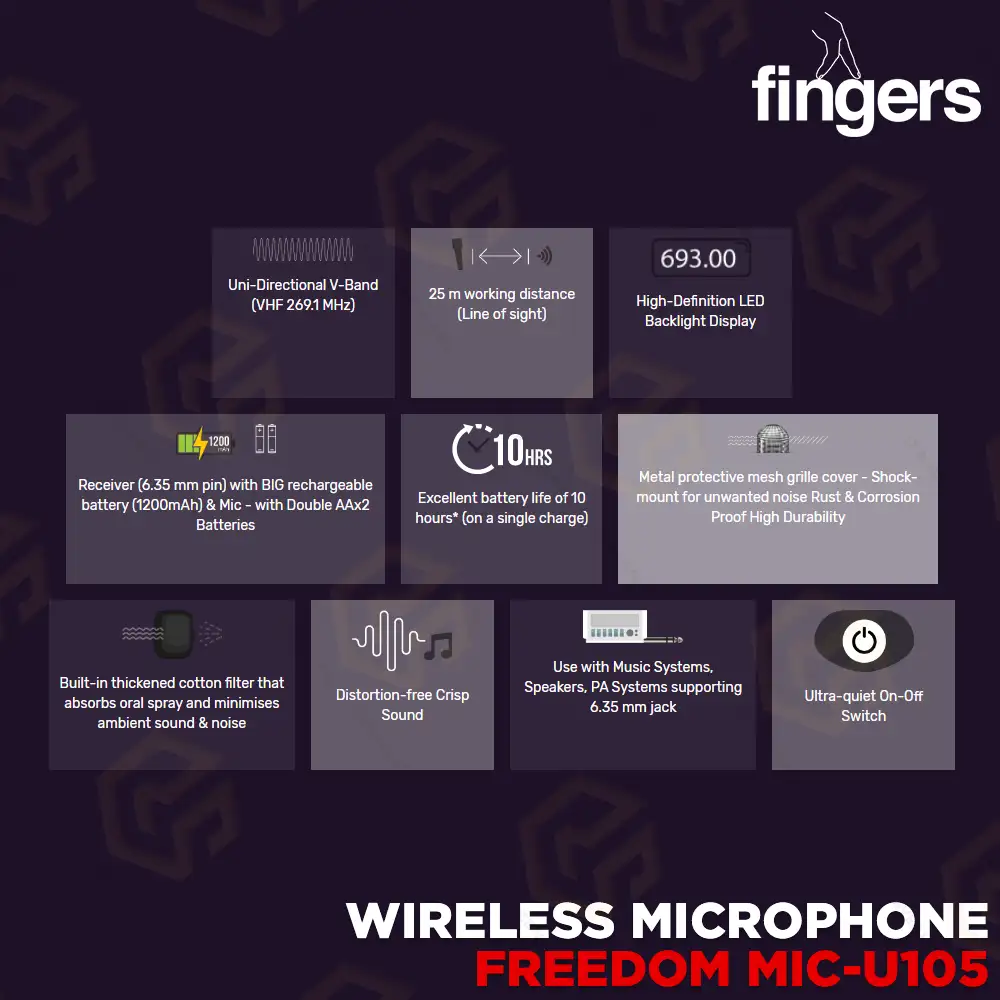 FINGERS WIRELESS MIC FREEDOM MIC-U105