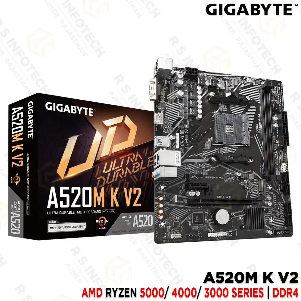 GIGABYTE A520M K V2 AM4 5000 SERIES READY DDR4 DESKTOP MOTHERBOARD