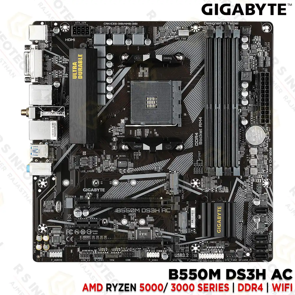 GIGABYTE B550M DS3H AC AMD RYZEN 5000 5000 G-SERIES 4000 G-SERIES 3000 SERIES DDR4 MOTHERBOARD
