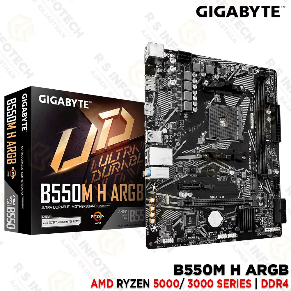 GIGABYTE B550M H ARGB DDR4 AMD RYZEN 3000 4000 5000 & G-SERIES MOTHERBOARD