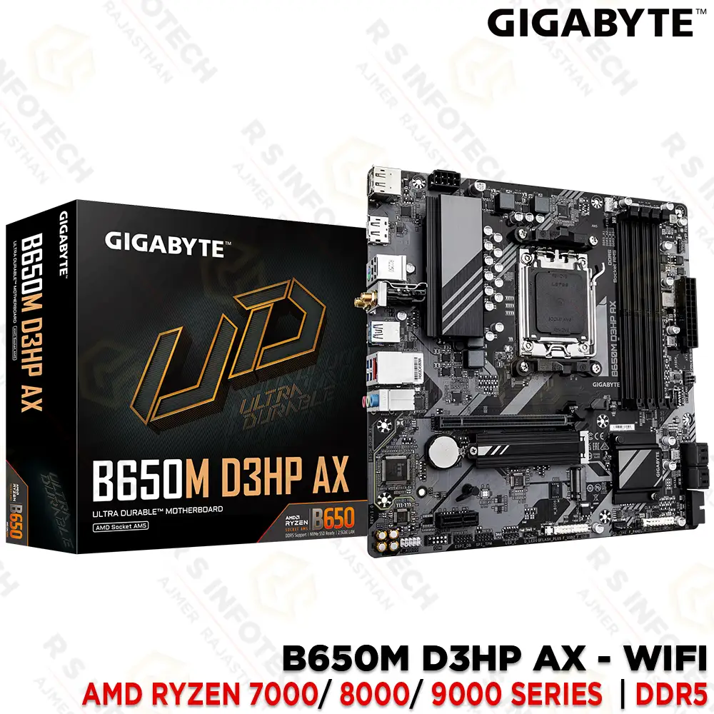 GIGABYTE B650M D3HP AX DDR5 AMD MOTHERBOARD WITH WI-FI 6E & BLUETOOTH