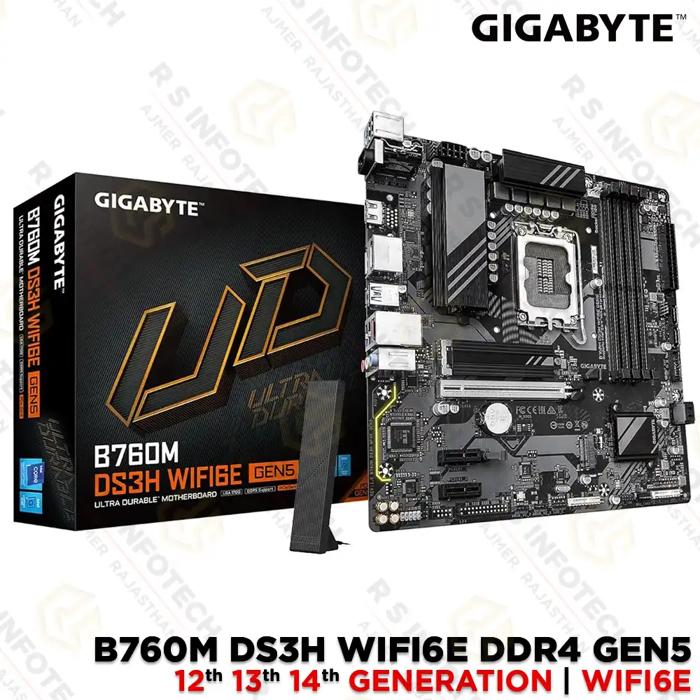 GIGABYTE B760M DS3H WIFI6E DDR4 GEN5 LGA1700 DDR4 12TH 13TH 14TH GEN MOTHERBOARD