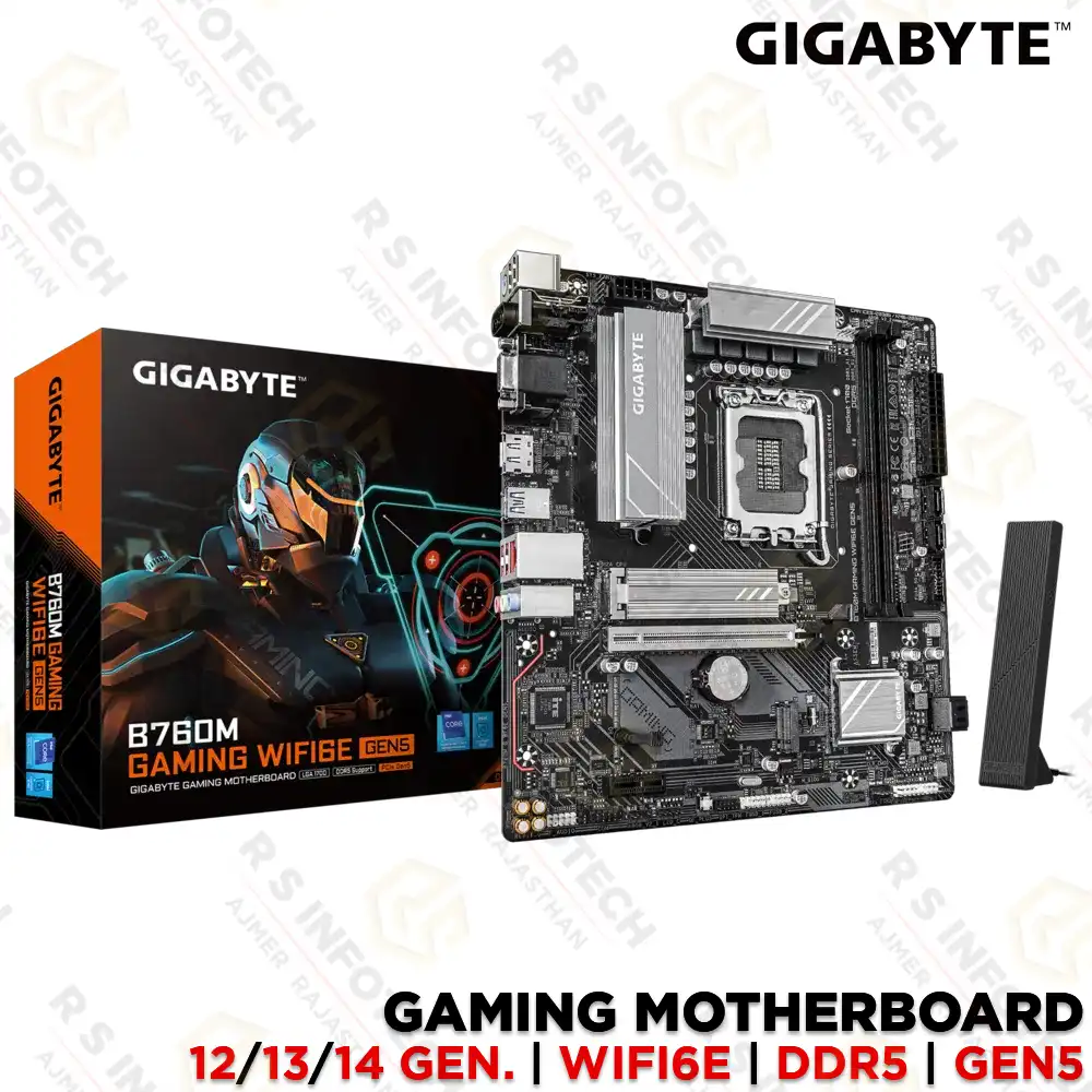GIGABYTE B760M GAMING WIFI6E GEN5 | 14TH GEN. MOTHERBOARD | DDR5 | WIFI 6E + BT (3 YEAR)