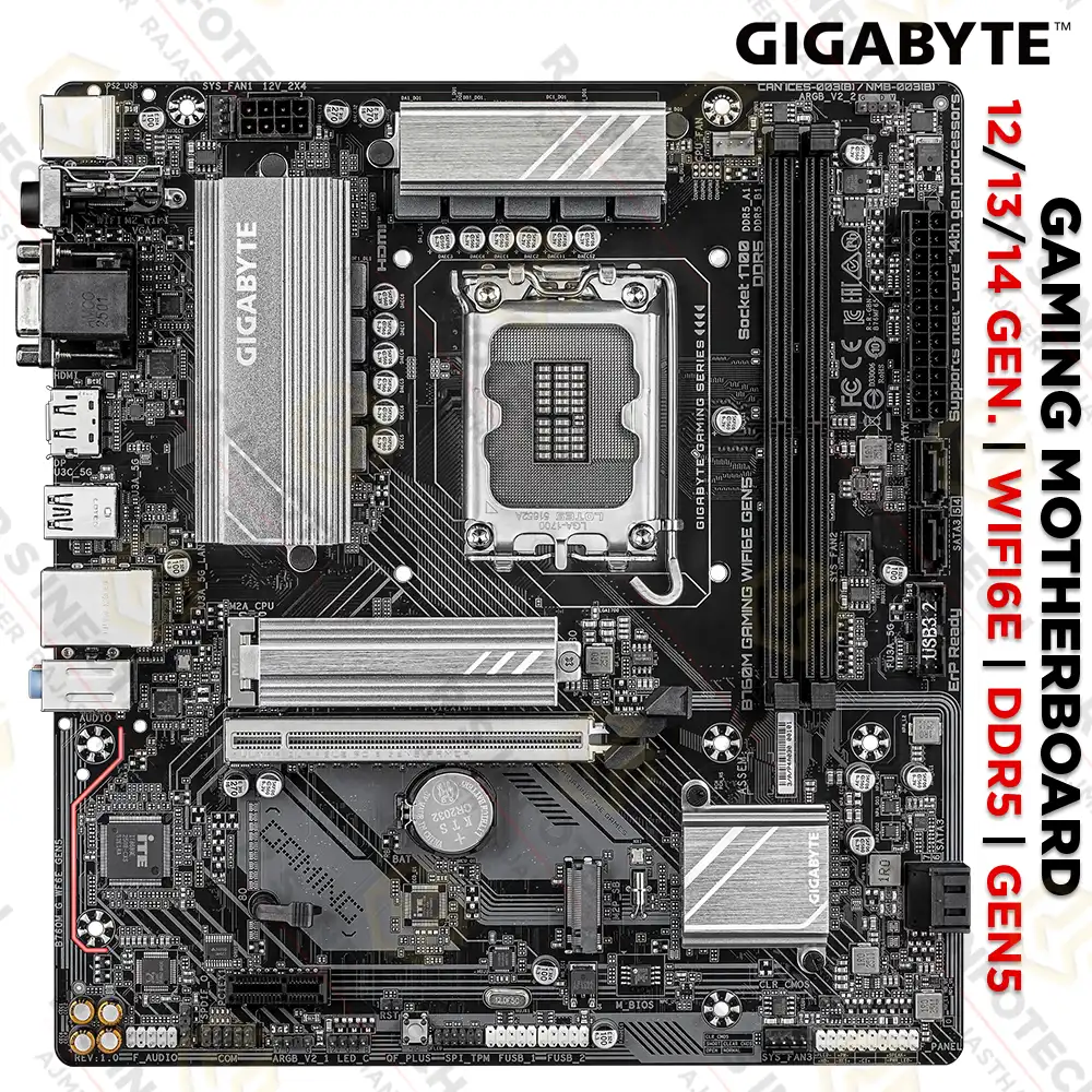 GIGABYTE B760M GAMING WIFI6E GEN5 | 14TH GEN. MOTHERBOARD | DDR5 | WIFI 6E + BT (3 YEAR)