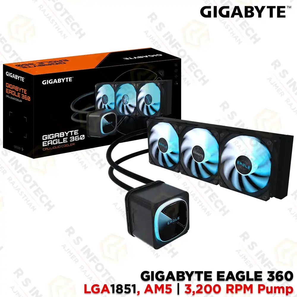 GIGABYTE EAGLE 360 ALL IN ONE 3200RPM LIQUID CPU COOLER | LGA1700/1851 | AMD AM4/AM5