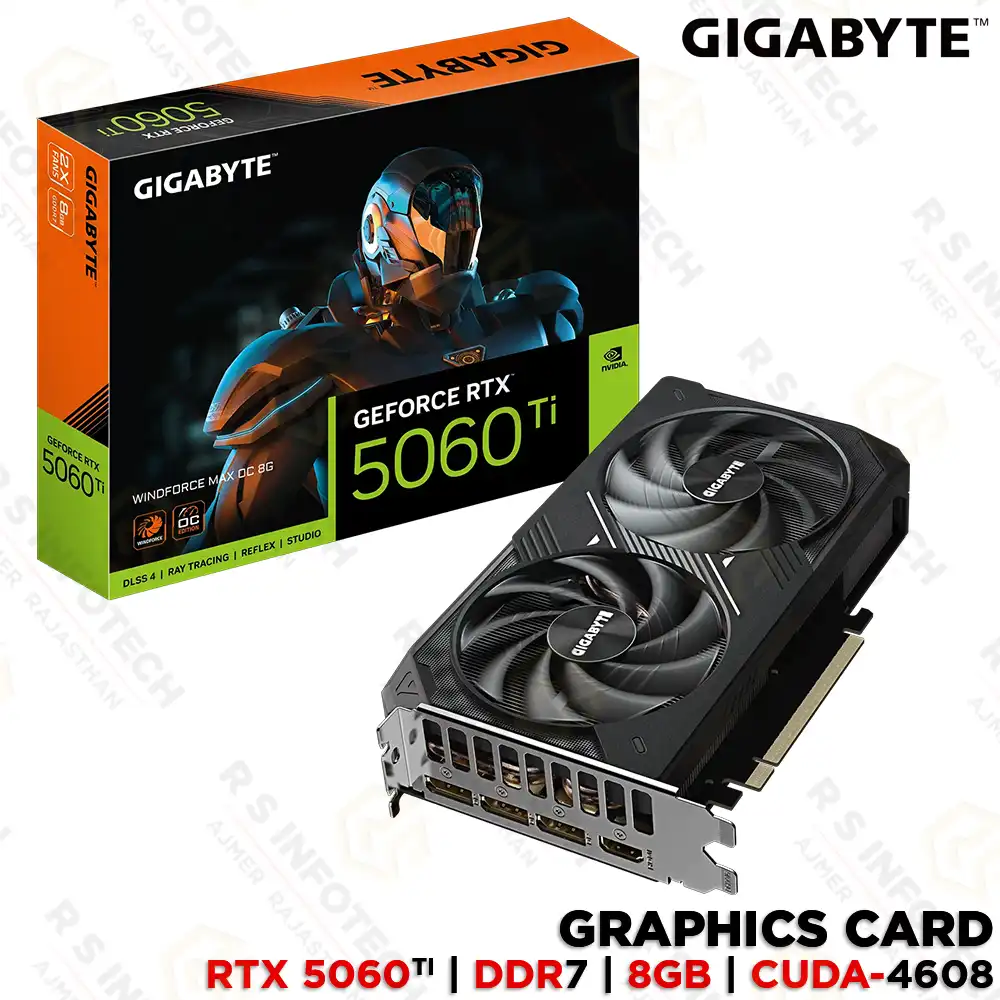 GIGABYTE GEFORCE RTX 5060TI WINDFORCE OC 8GB GDDR7 GRAPHIC CARD (GV-N506TWF2MAXOC-8GD)