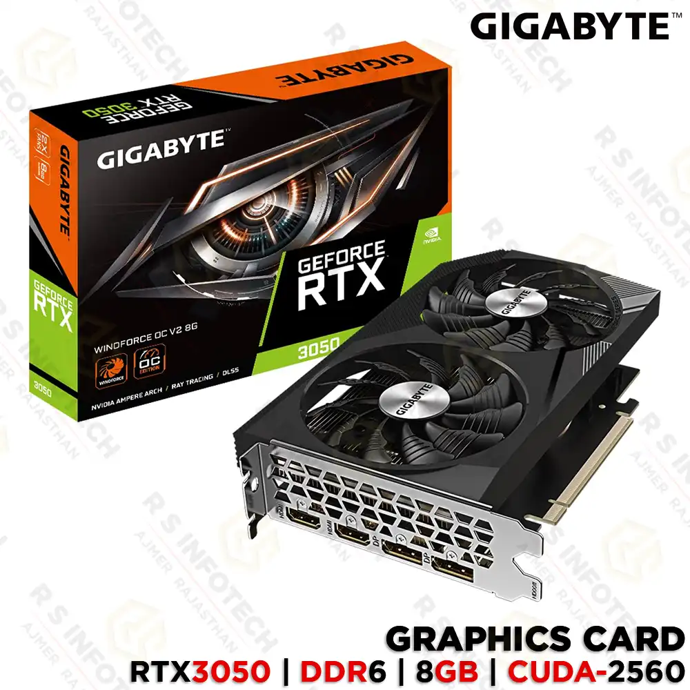 GIGABYTE GEFORCE RTX3050 WINDFORCE OC 8GB DDR6 GRAPHIC CARD