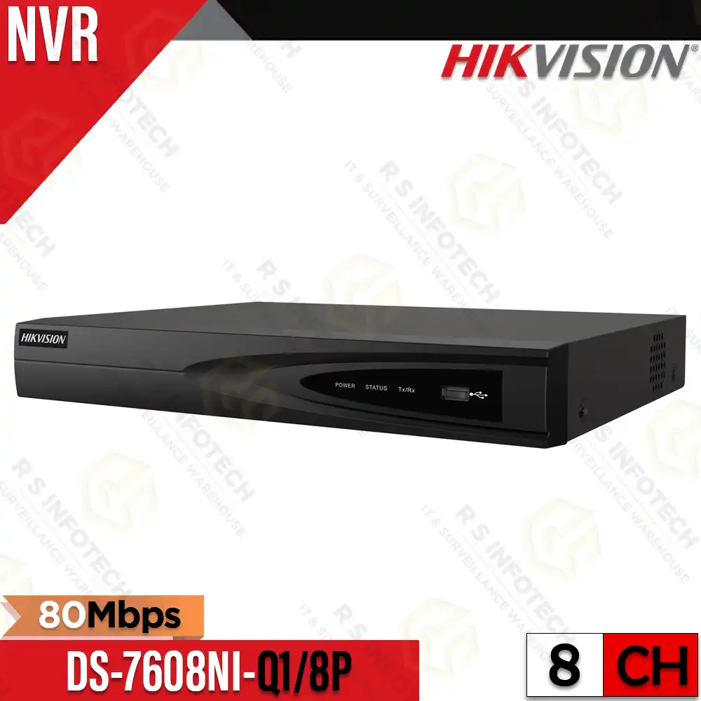 HIKVISION DS-7608NI-Q1/8P 8CH 4K NVR UPTO 8MP | 80MBPS