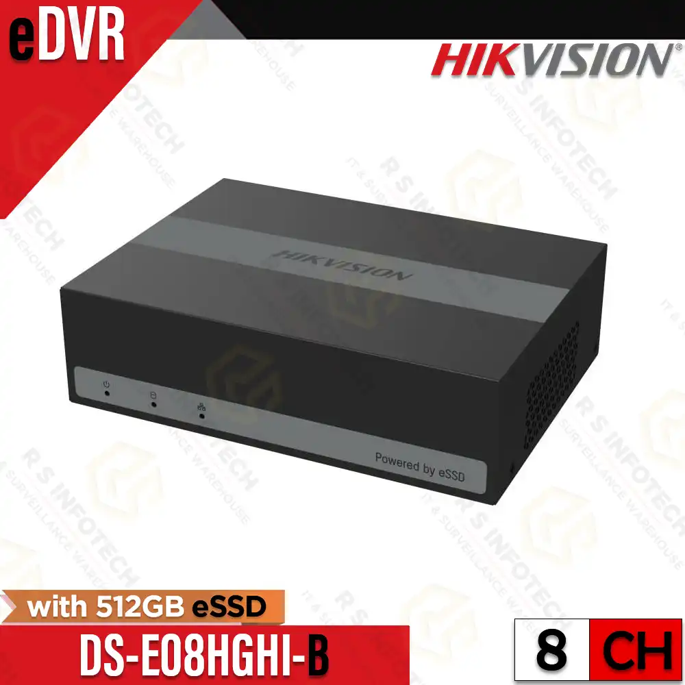 HIKVISION DS-E08HGHI-B 8CH INBUILT 512GB SSD EDVR SUPPORT UPTO 2MP
