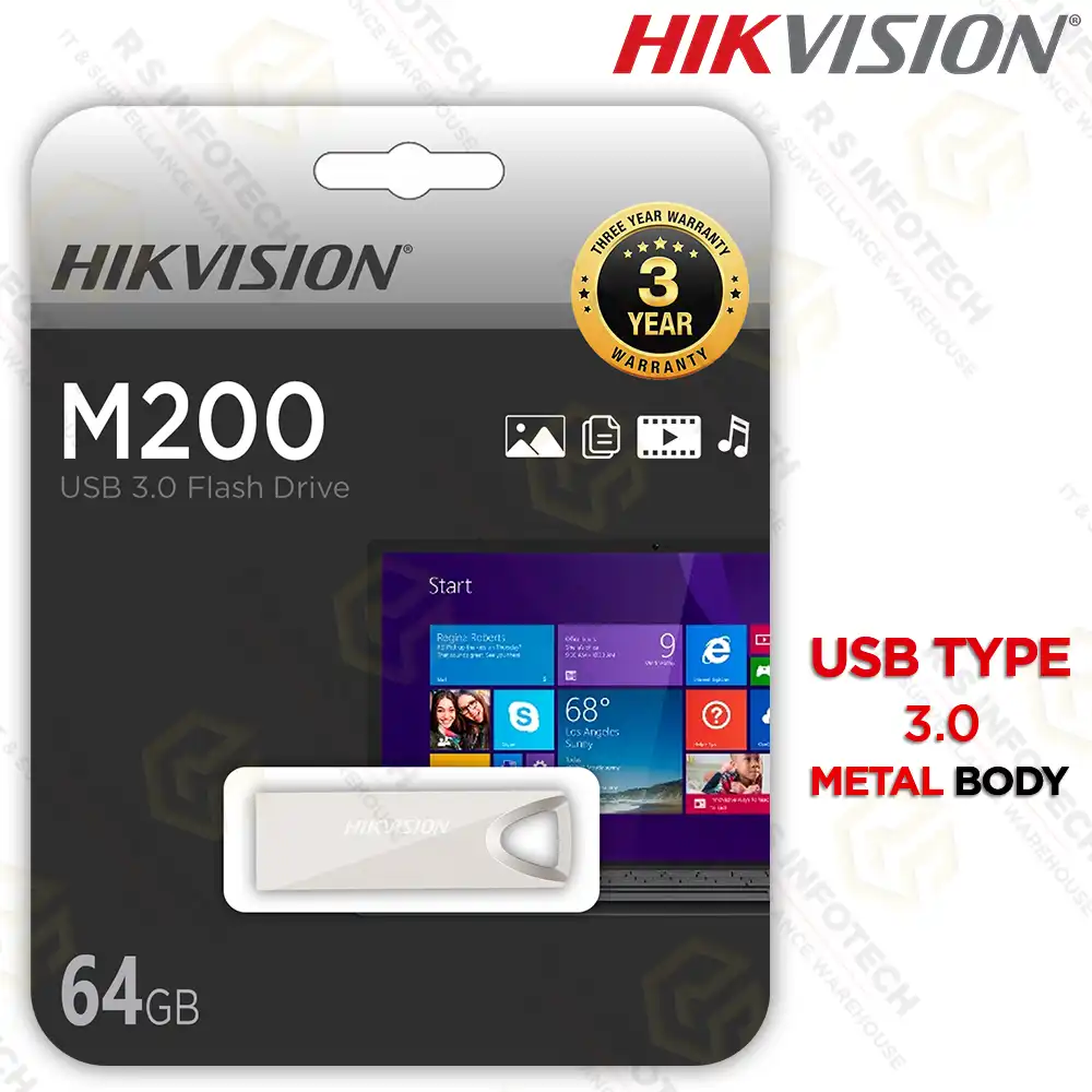 HIKVISION M200 3.0 64GB METAL PEN DRIVE (3YR)