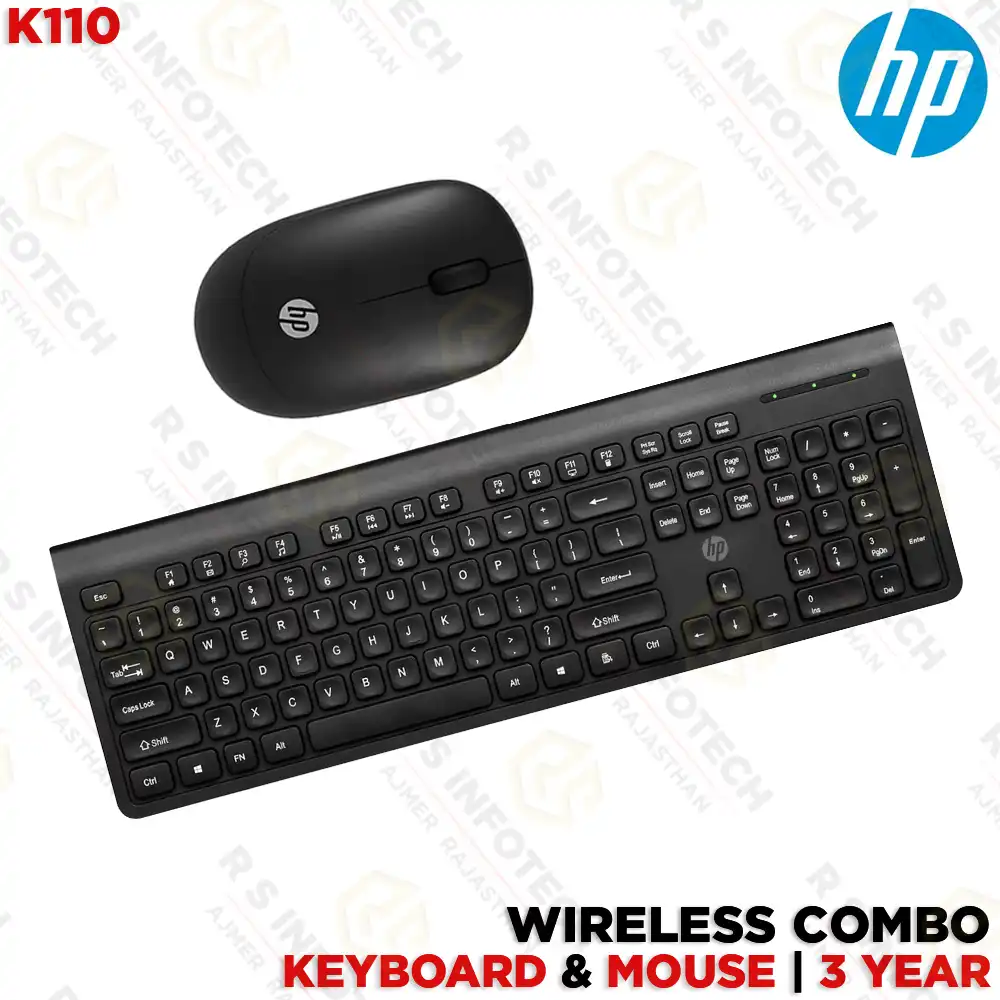 HP 110 WIRELESS KEYBOARD COMBO | SLIM DESIGN | PLUG & PLAY | USB NANO RECEIVER (3 YEAR)