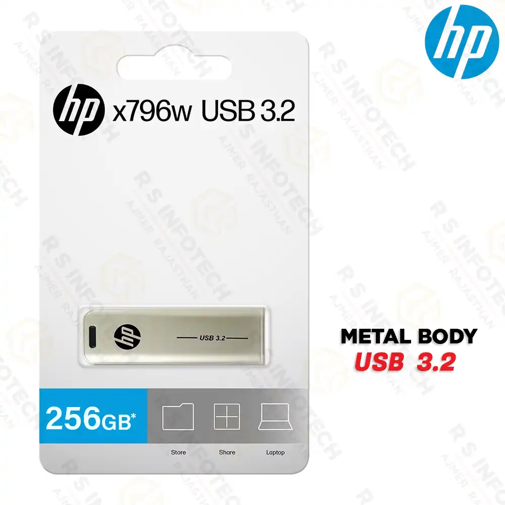 HP 796W 256GB USB 3.2 PEN DRIVE | FLASH DRIVE | METAL SLIDER DESIGN | USB-A