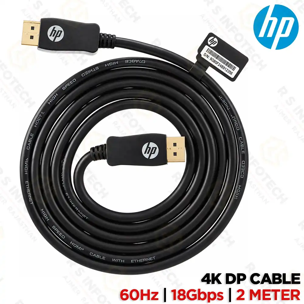 HP DISPLAYPORT 1.2 MALE TO MALE CABLE 2M – BLACK