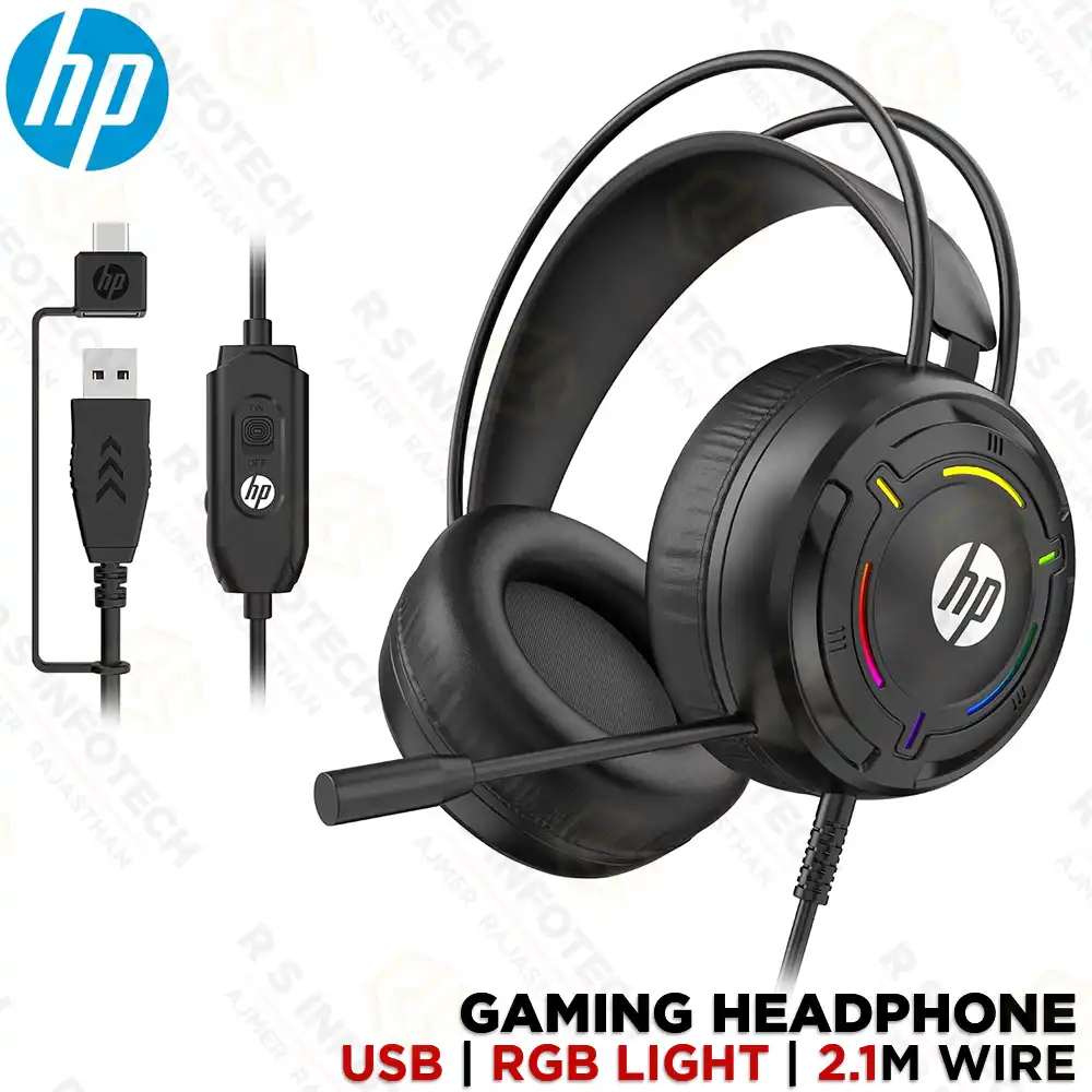 HP G370 WIRED RGB GAMING HEADSET WITH MICROPHONE & OVER-EAR DESIGN (1 YEAR)