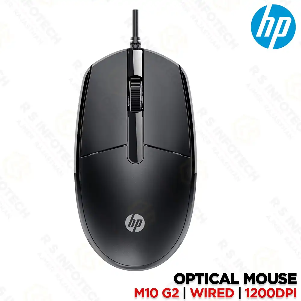 HP M10 G2 WIRED OPTICAL MOUSE 1200 DPI USB-A 3-BUTTON BLACK