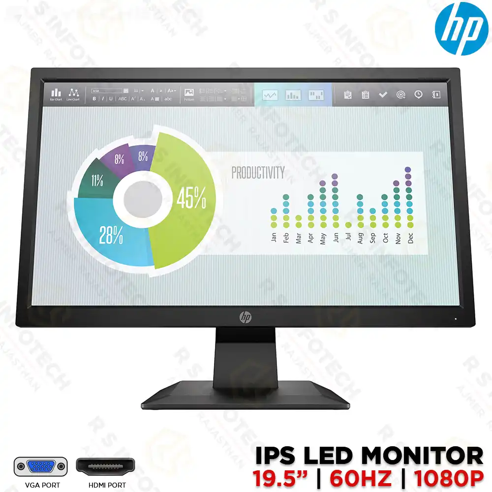 HP P204V 19.5" HD+ 60HZ TN LED MONITOR 1600×900 (3 YEAR)