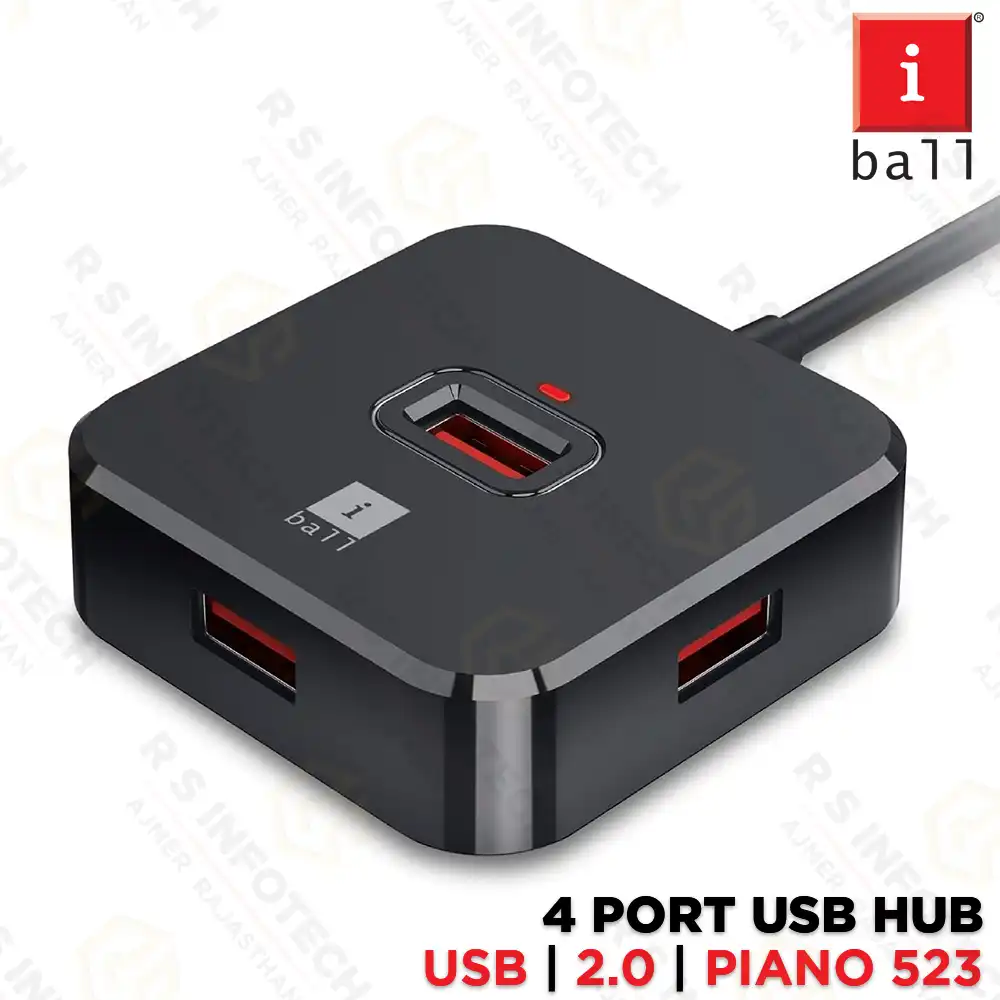 IBALL PIANO 523 4 PORT USB 2.0 HUB 1 METER CABLE LENGTH 1-YEAR WARRANTY