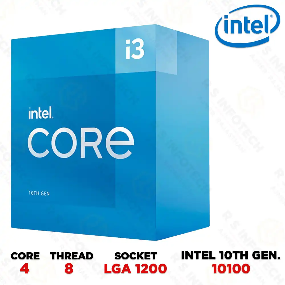INTEL CORE I3-10100 WITH GRAPHICS | 4 CORES 8 THREADS | LGA1200 | (3 YEAR)