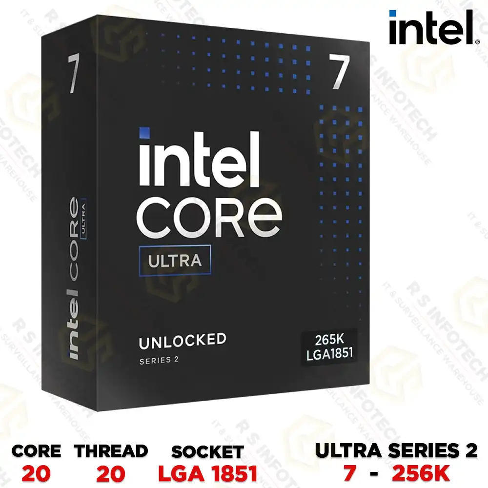 INTEL CORE ULTRA 7 265K 20-CORE DESKTOP PROCESSOR – 2.2 GHZ LGA1851 WITH GRAPHICS (3 YEAR)