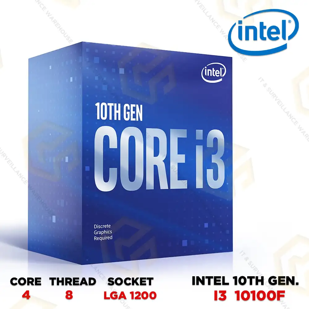 INTEL CORE I3 10TH GENERATION PROCESSOR 10100F – 3.6 GHZ LGA1200 WITHOUT GRAPHICS (3 YEAR)