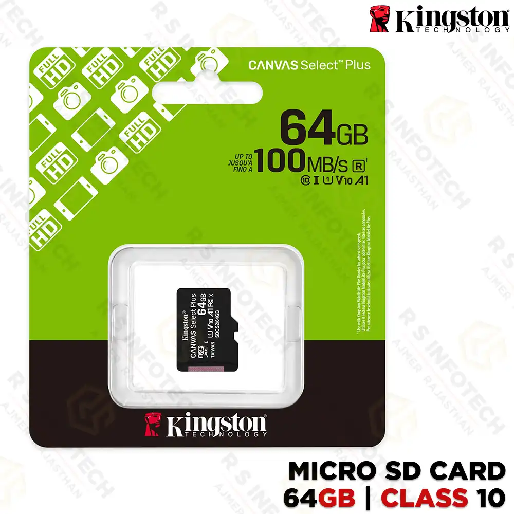 KINGSTON CANVAS SELECT PLUS 64GB MICRO SD CARD | CLASS 10 A1 V10 MEMORY CARD