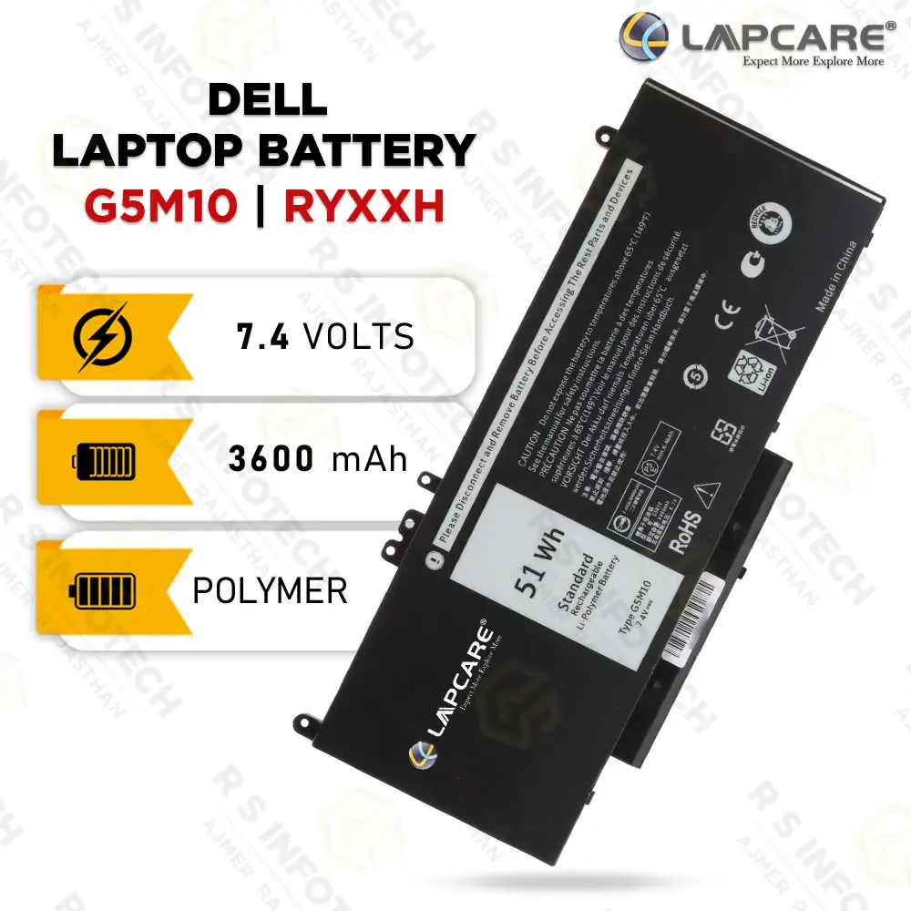 LAPCARE BATTERY FOR DELL LATITUDE E5250 E5450 E5550 E5570 3-CELL G5M10 VVXTW RYXXH