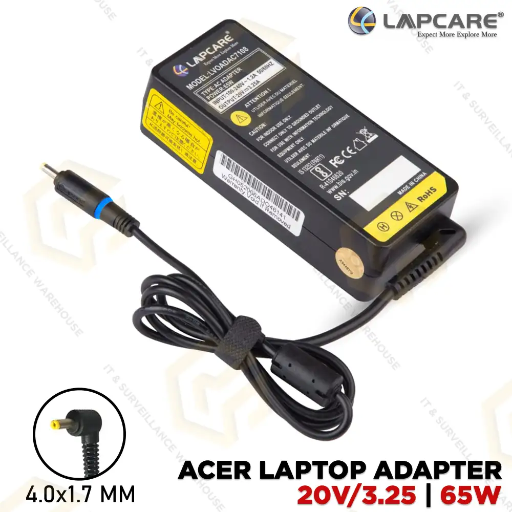 LAPCARE 20V/3.25A 4.0x1.7MM LENOVO SLIM PIN (LVOADAC7108)