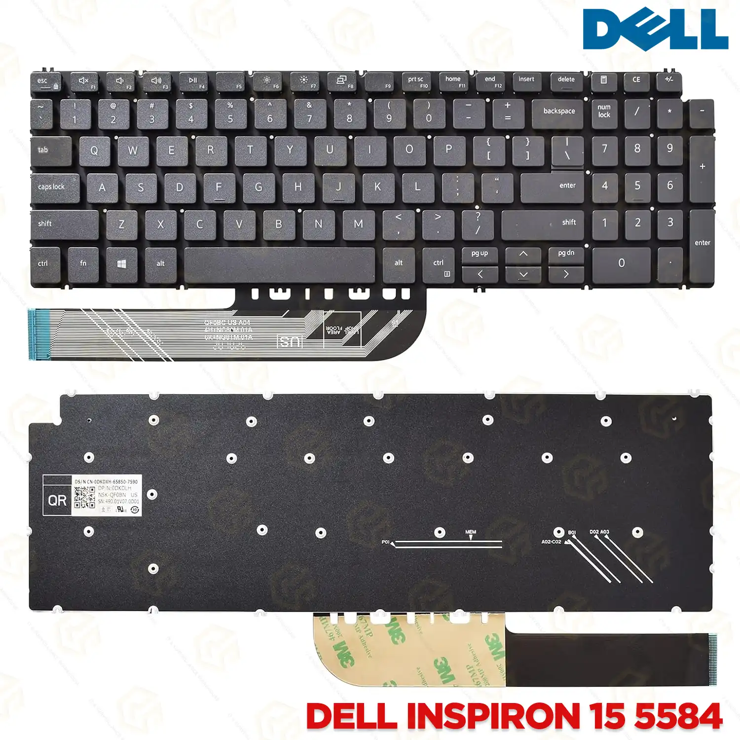 DELL INSP 15 5593|P88F|5598| 5590|5584|5594|7590 KEYBOARD W/O BACKLIGHT