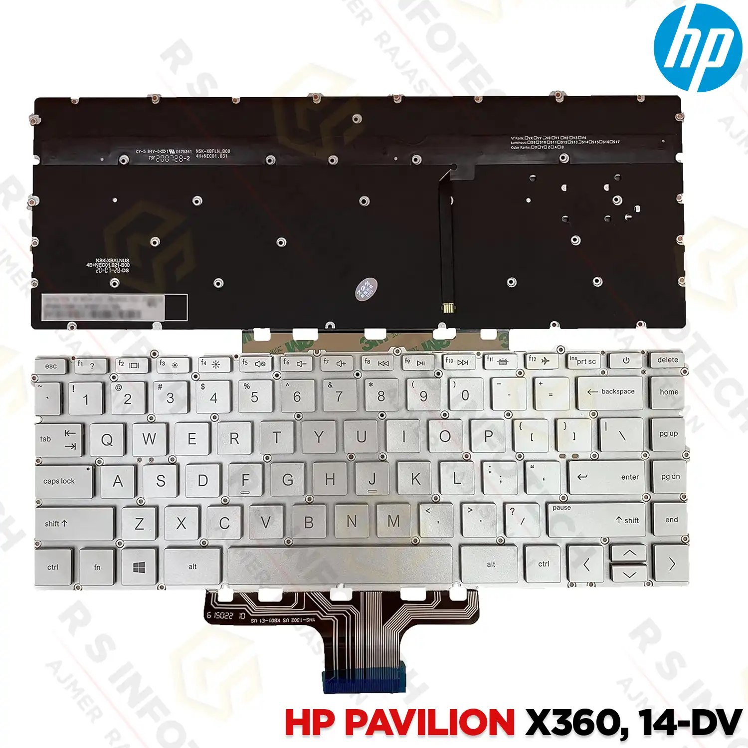 LAPTOP KEYBOARD FOR HP PAVILION X360 14-DV | 14-DW | 14M-DW | TPN-Q244 | I137 | SILVER BACKLIT KEYCAPS | US LAYOUT | P/N: L85716 | L96519-061