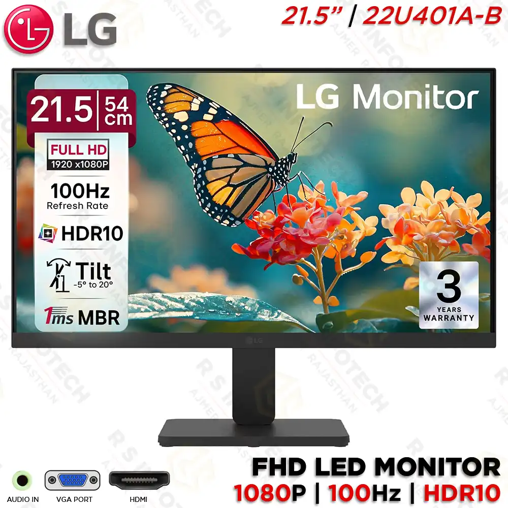 LG 22U401A 21.5" FHD 100HZ HDR10 1MS MONITOR | IPS DISPLAY | HDMI VGA