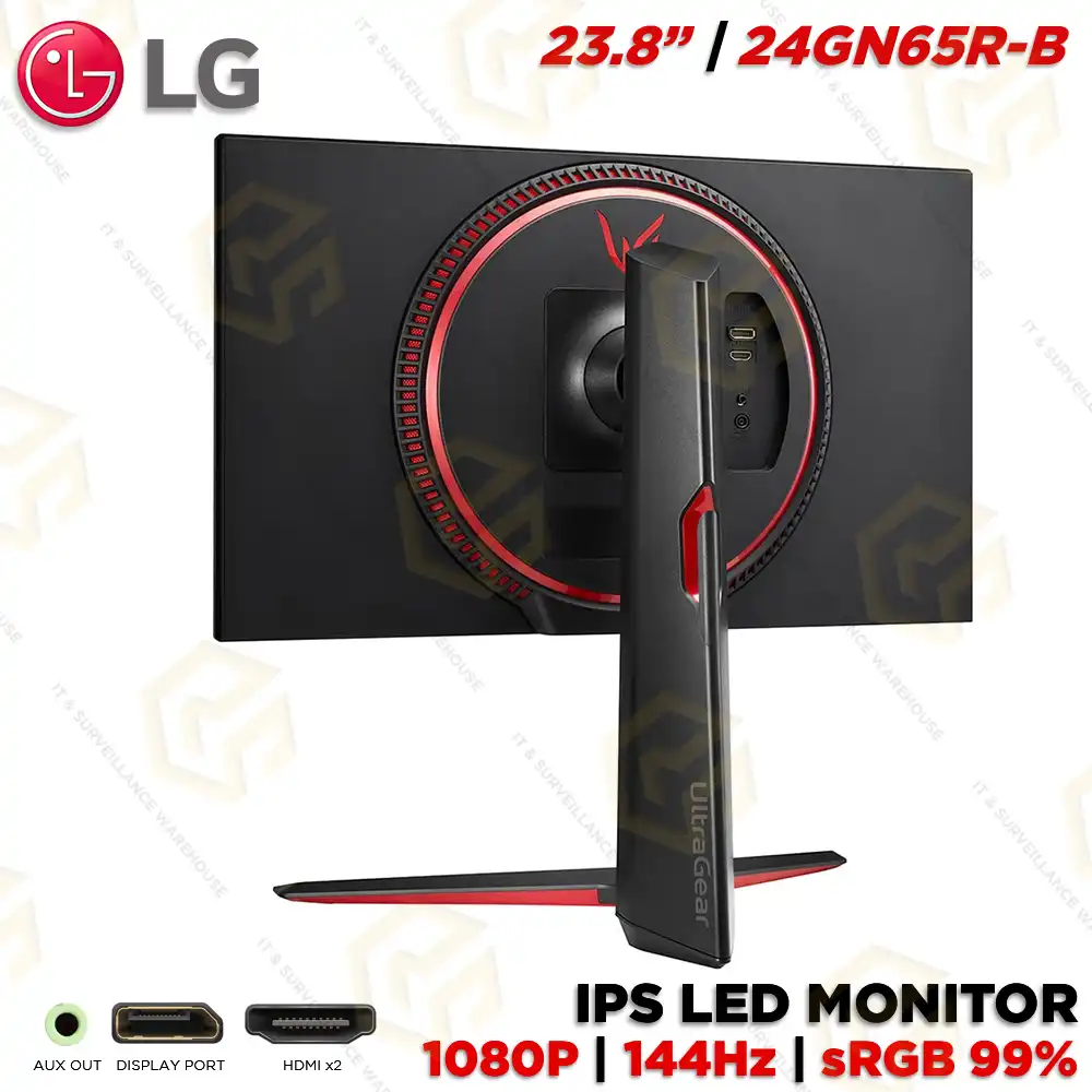 LG 24GN65R 24″ FHD IPS GAMING MONITOR – 144HZ, 1MS, 99% SRGB, HDMI + DP, HDR10 (3YEAR)