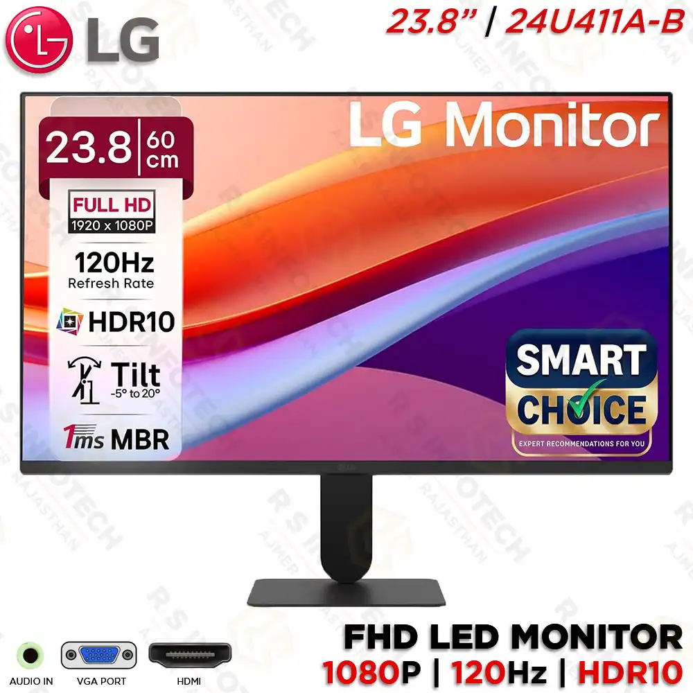 LG 24U411A-B 24" FHD 120HZ IPS MONITOR | HDR10 | 1MS MBR | HDMI VGA