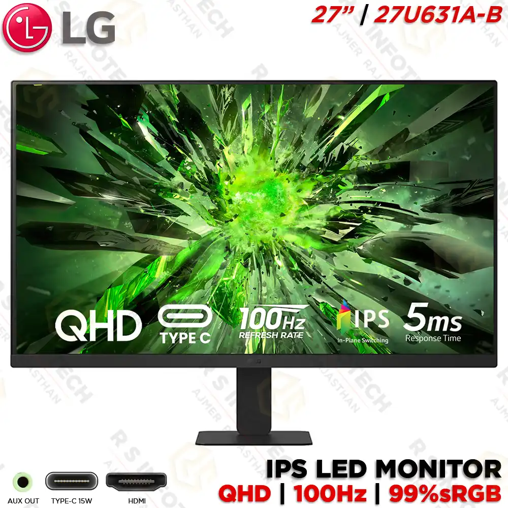 LG 27U631A 27 INCH 100HZ QHD IPS MONITOR TYPE-C PORT | sRGB 99%