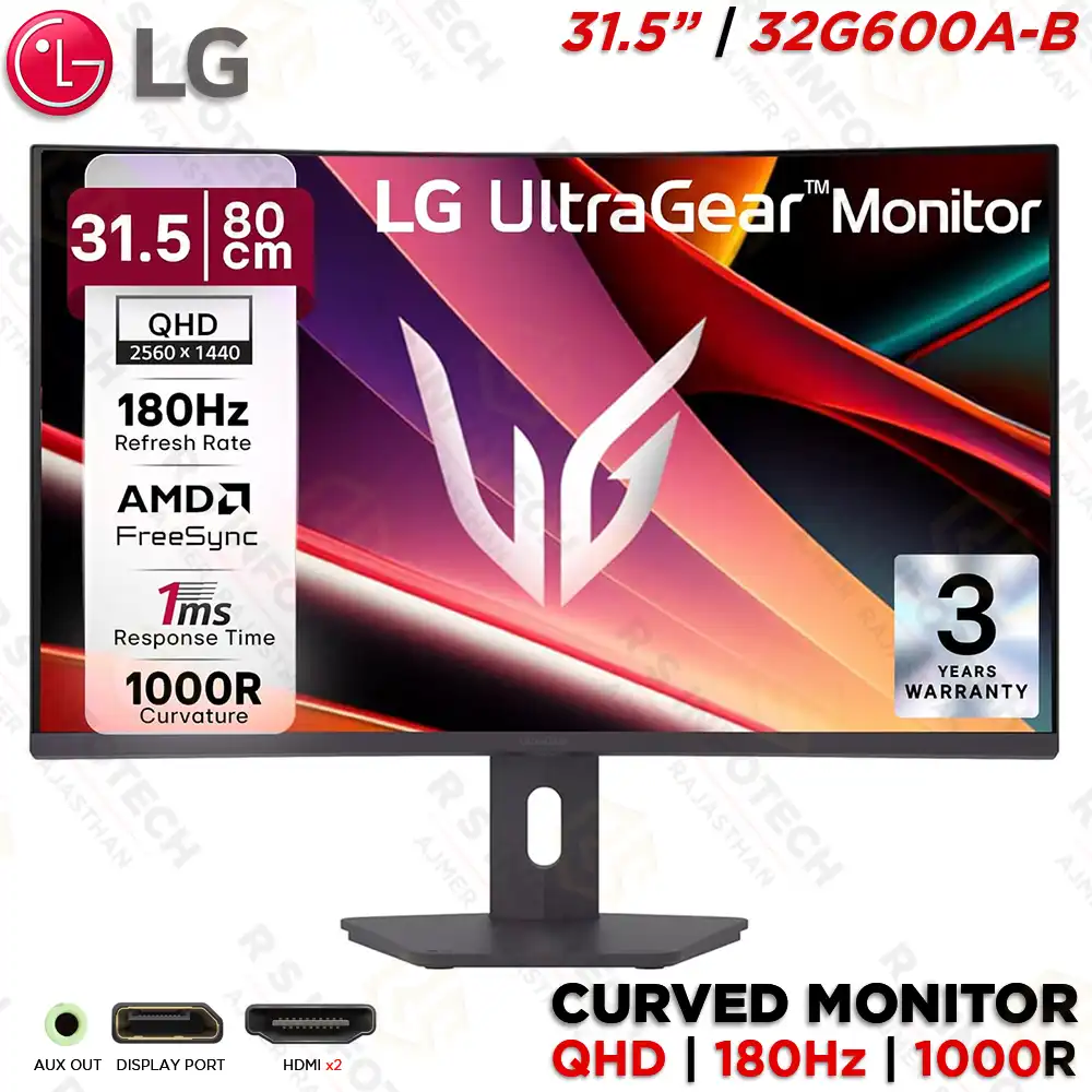 LG 32G600A 31.5" QHD 180HZ CURVED MONITOR | GAMING DISPLAY | HDMI DP