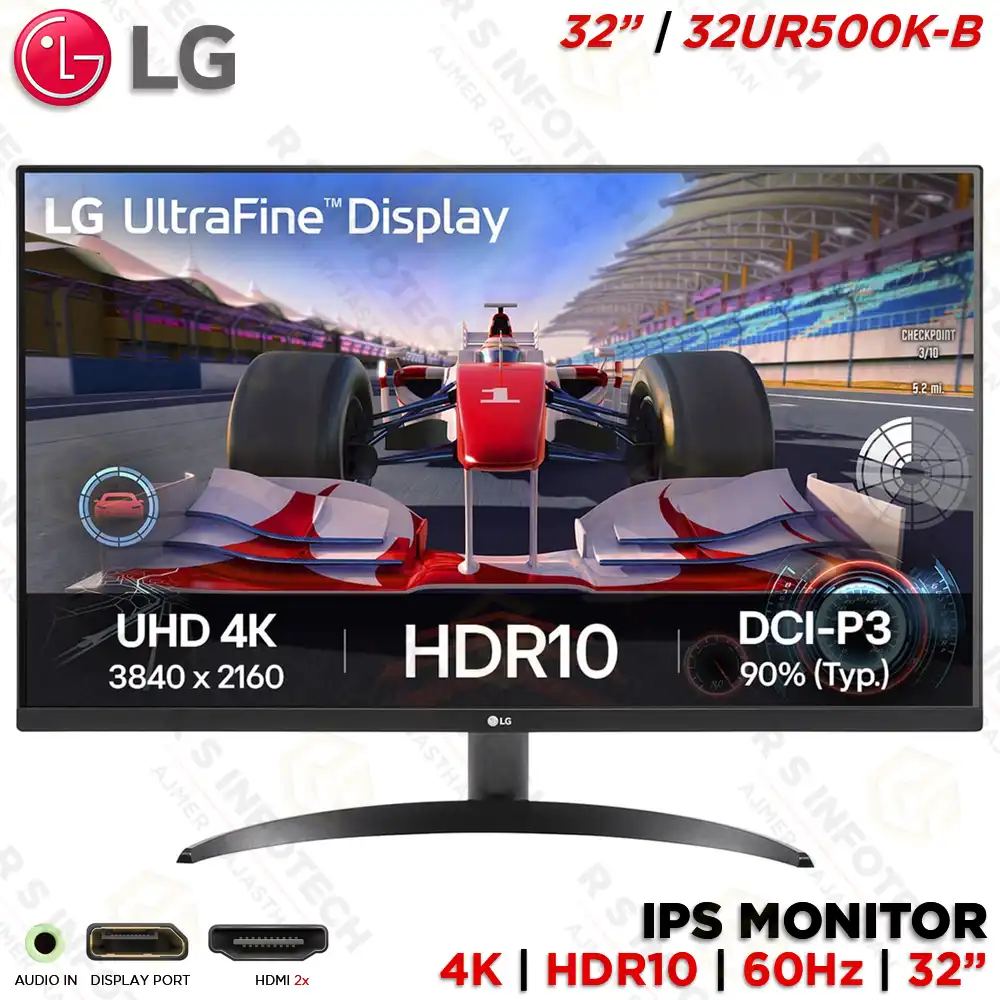 LG 32UR500K-B 32″ 4K UHD MONITOR | HDR10 | VA PANEL | HDMI + DP | SPEAKER (BLACK)