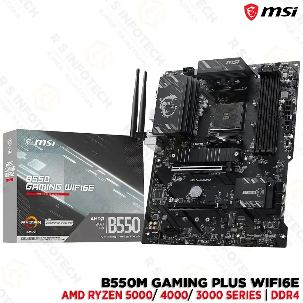 MSI B550M GAMING PLUS WIFI6E DDR4 AMD RYZEN 5000 5000G 4000G 3000 SERIES MOTHERBOARD
