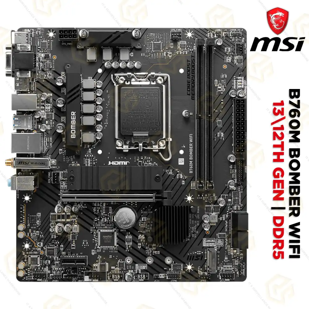 MSI B760M BOMBER WIFI+BLUETOOTH DDR5 MOTHERBOARD 12TH/ 13TH/ 14TH GEN