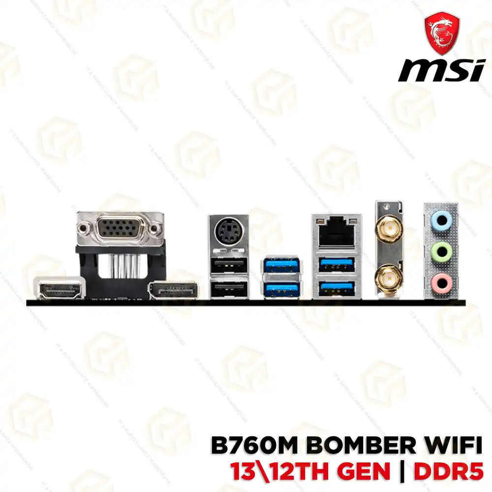 MSI B760M BOMBER WIFI+BLUETOOTH DDR5 MOTHERBOARD 12TH/ 13TH/ 14TH GEN